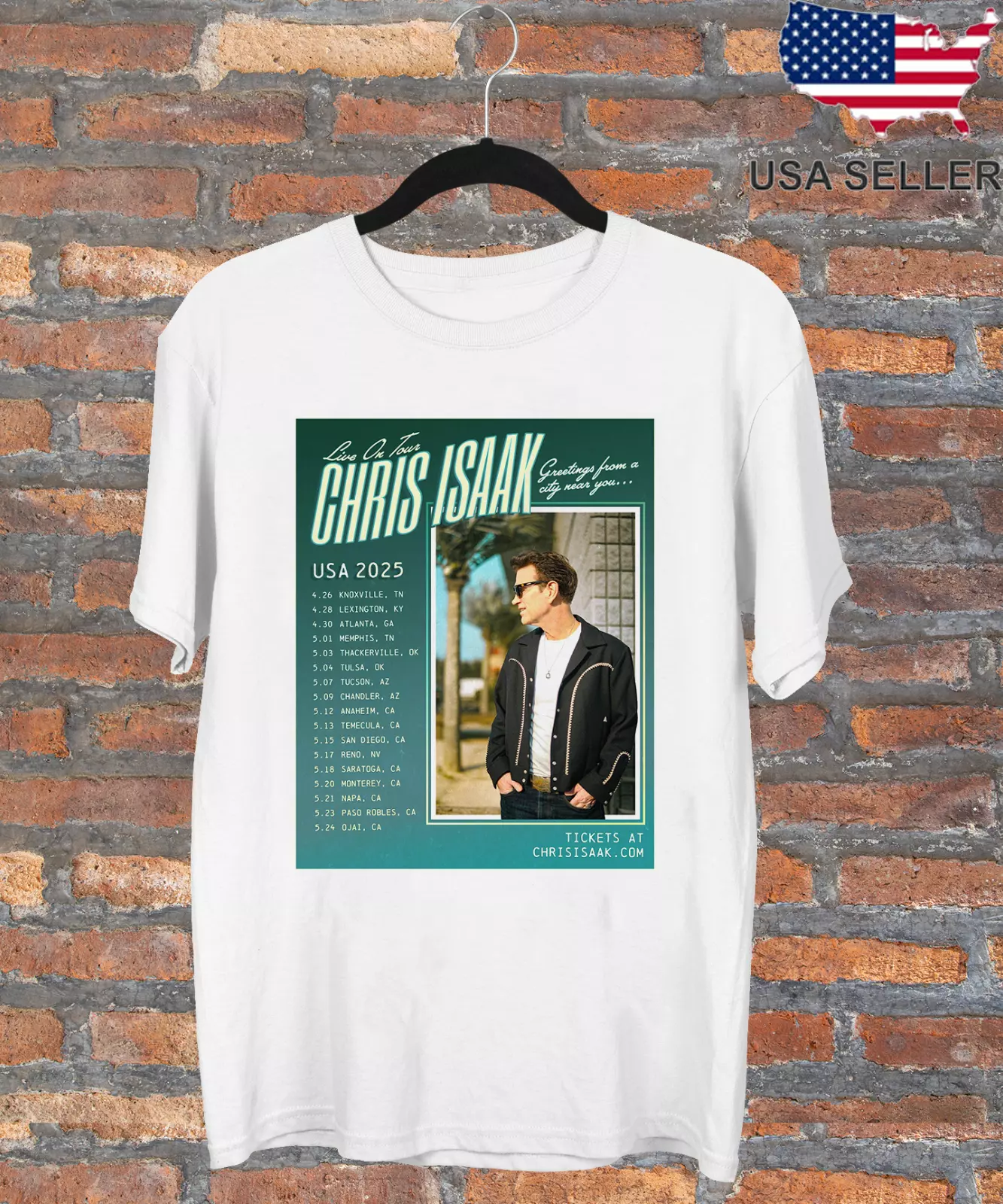 Chris Isaak Live On Tour 2025 T Shirt Full Size S-5Xl