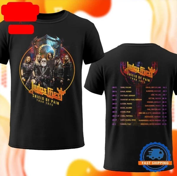 Judas Priest Shield Of Pain Tour 2025 Schedule New T Shirts Hot Hot