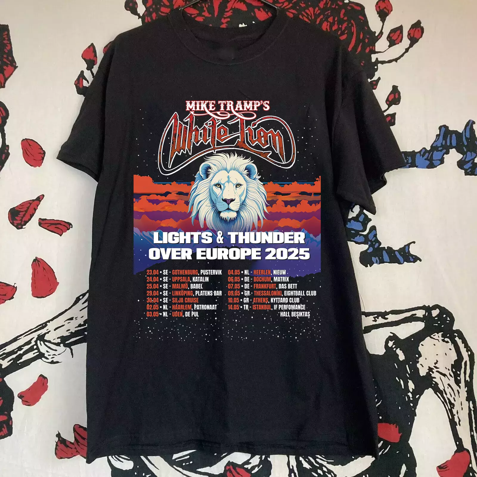 Mike Tramp White Lion Band Lights Thunder Tour 2025 T Shirt Full Size S-5Xl Fh11