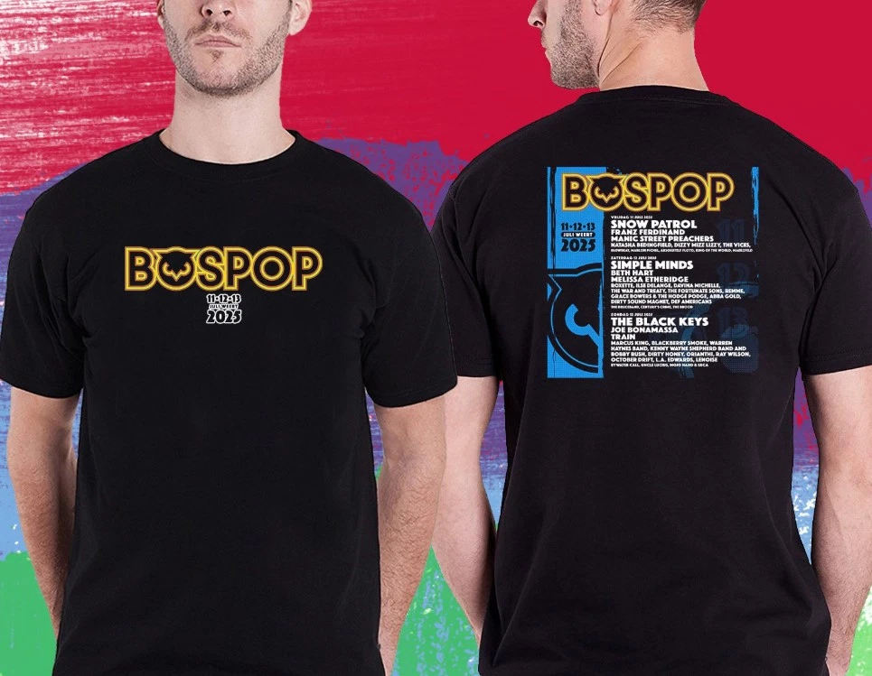Bospop Music Festival 11 July 2025. Bospop Music Festival. Black Tshirt Unisex