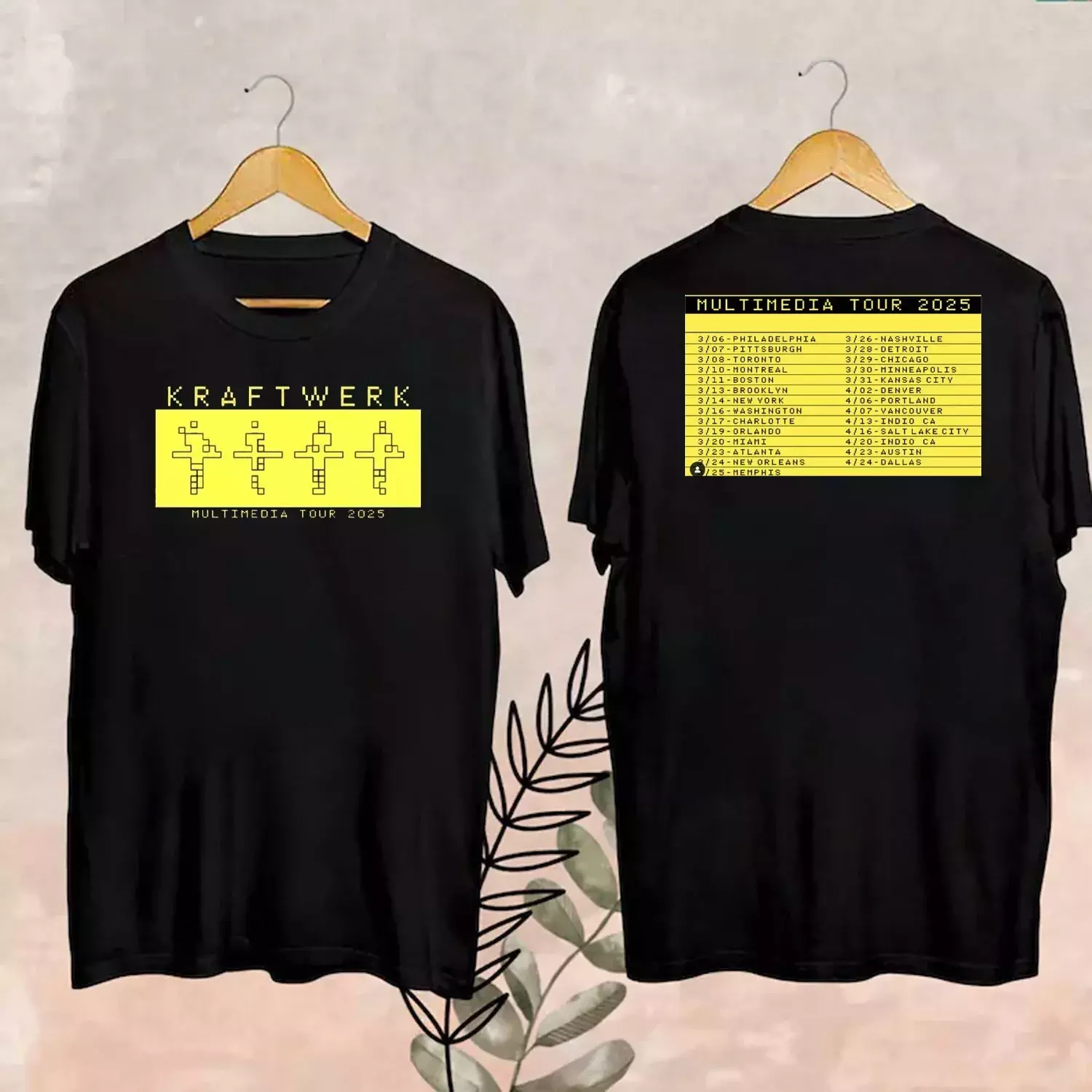 Kraftwerk Multimedia Tour 2025 Double Sided T Shirt Full Size S-5Xl