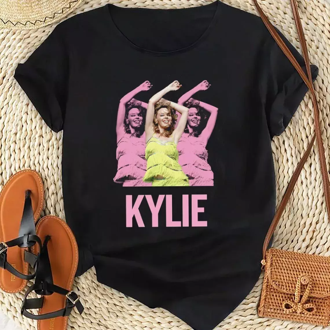Kylie Minogue Tour 2025 Black Cotton T Shirt Full Size S-5Xl