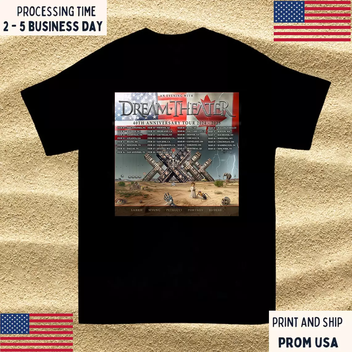 Dream Theater Usa And Canada 2025 Tour T Shirt Full Size S-5Xl