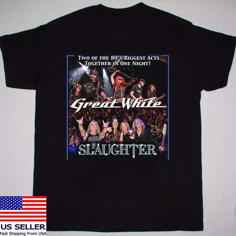 Great White With Slaughter Band Live In Concert 2025 T Shirt Full Size S-5Xl