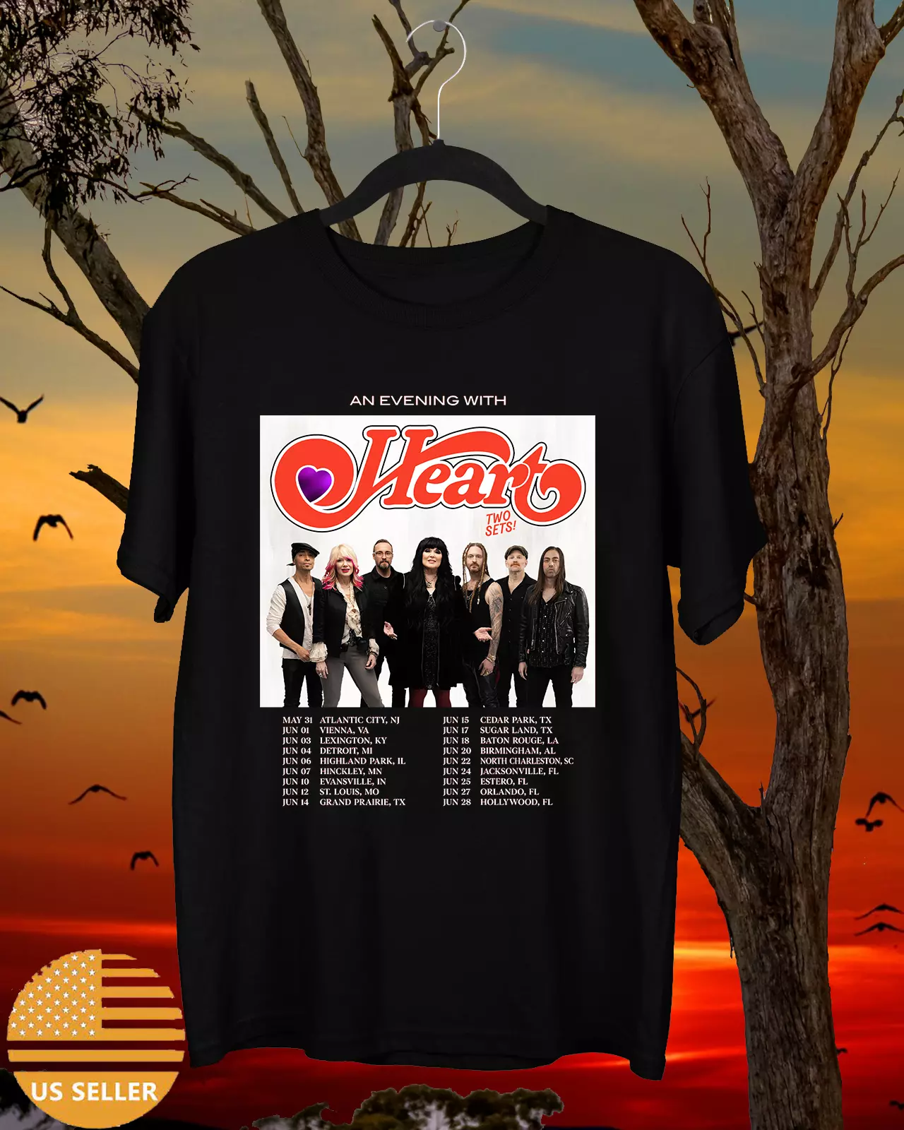 An Evening With Heart Band Tour 2025 T Shirt Full Size S-5Xl