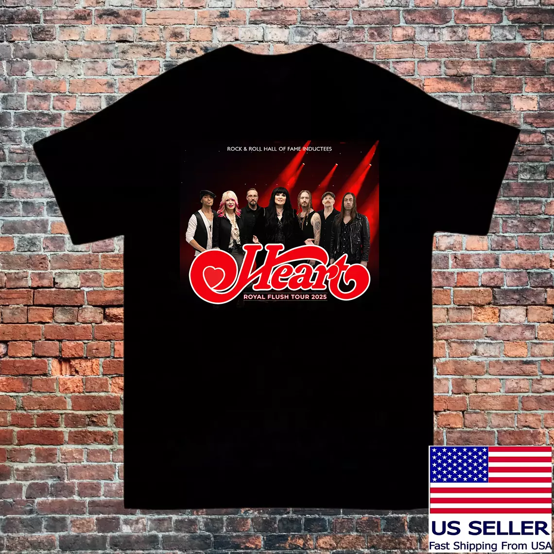 Heart Band Royal Flush Tour 2025 Black T Shirt Full Size S-5Xl
