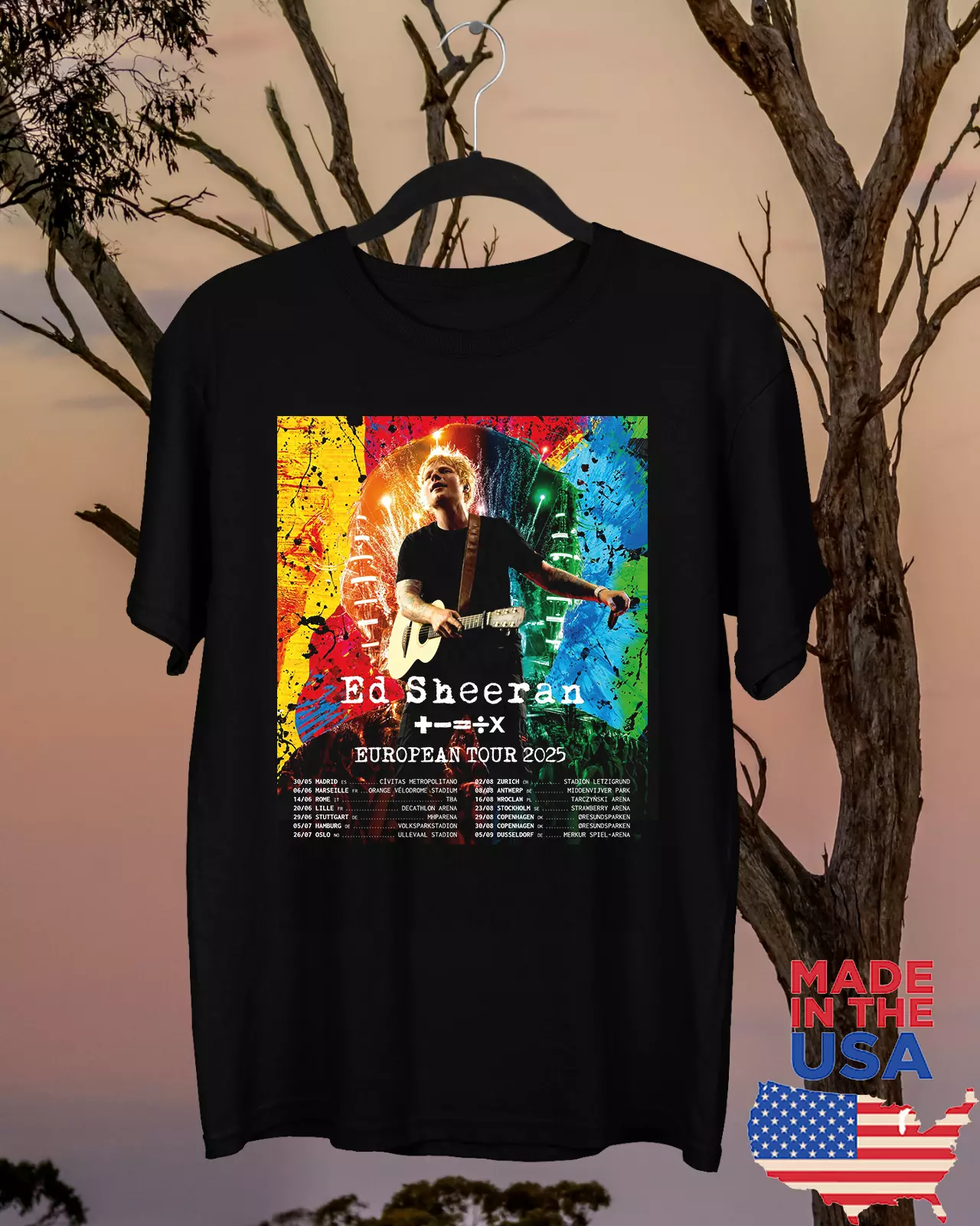 Ed Sheeran Mathematics European Tour 2025 Eu T Shirt Size S-5Xl