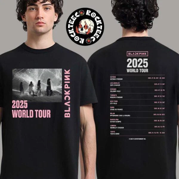 Blackpink 2025 World Tour Merch Shirt Band Photo With Tour Dates List T-Shirt