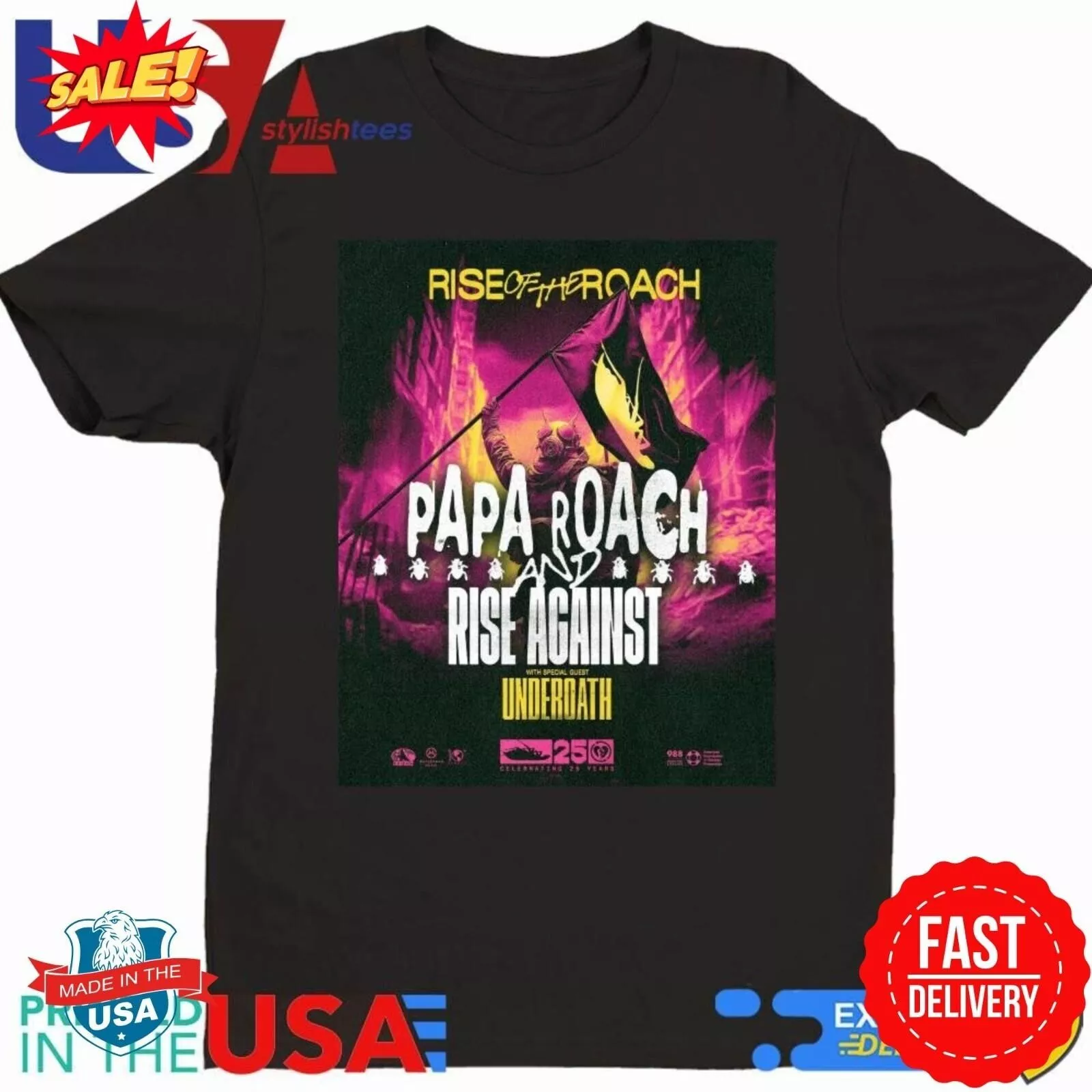 Papa Roach Rise Of The Roach Us Tour 2025 Shirt