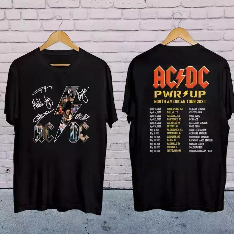 2025 Acdc Pwr Up World Tour Shirt  Rock Band Acdc Graphic T-Shirt