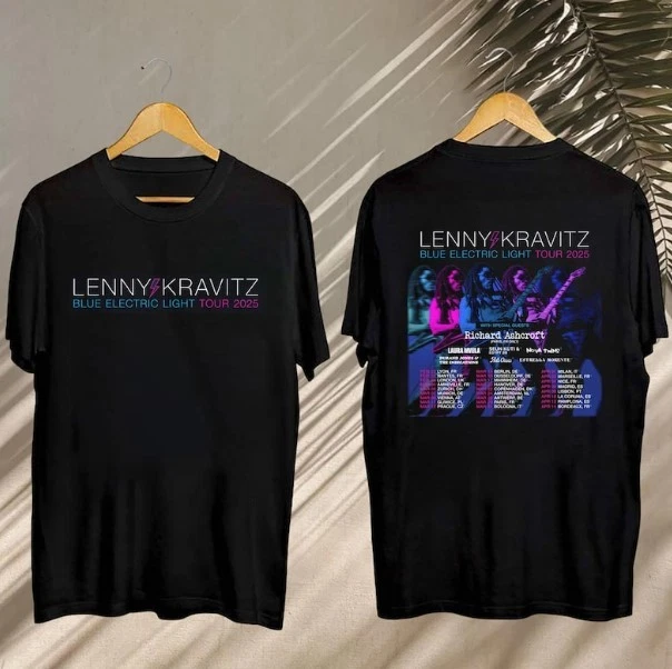 Lenny Kravitz 2025 Concert Shirt, Lenny Kravitz Blue Electric Light Tour 2025