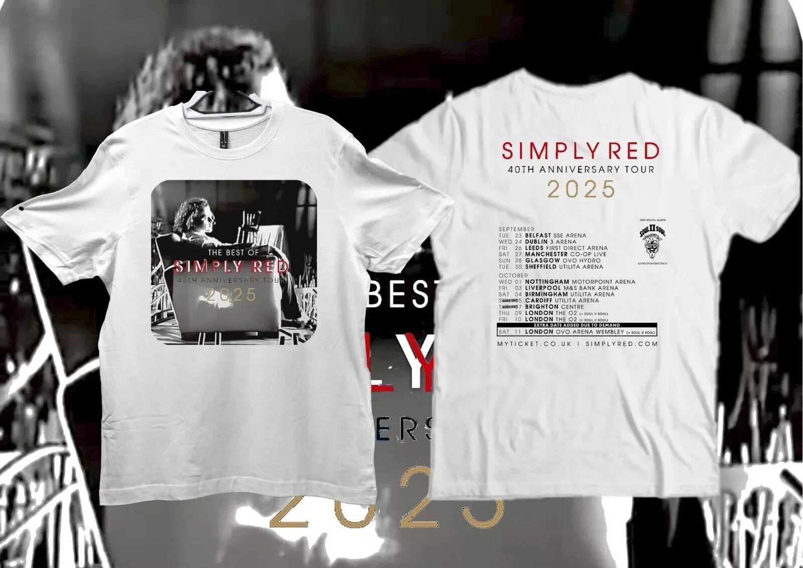 Simply Red 2025 Tour T Shirts  Sublimation Print  Unofficial
