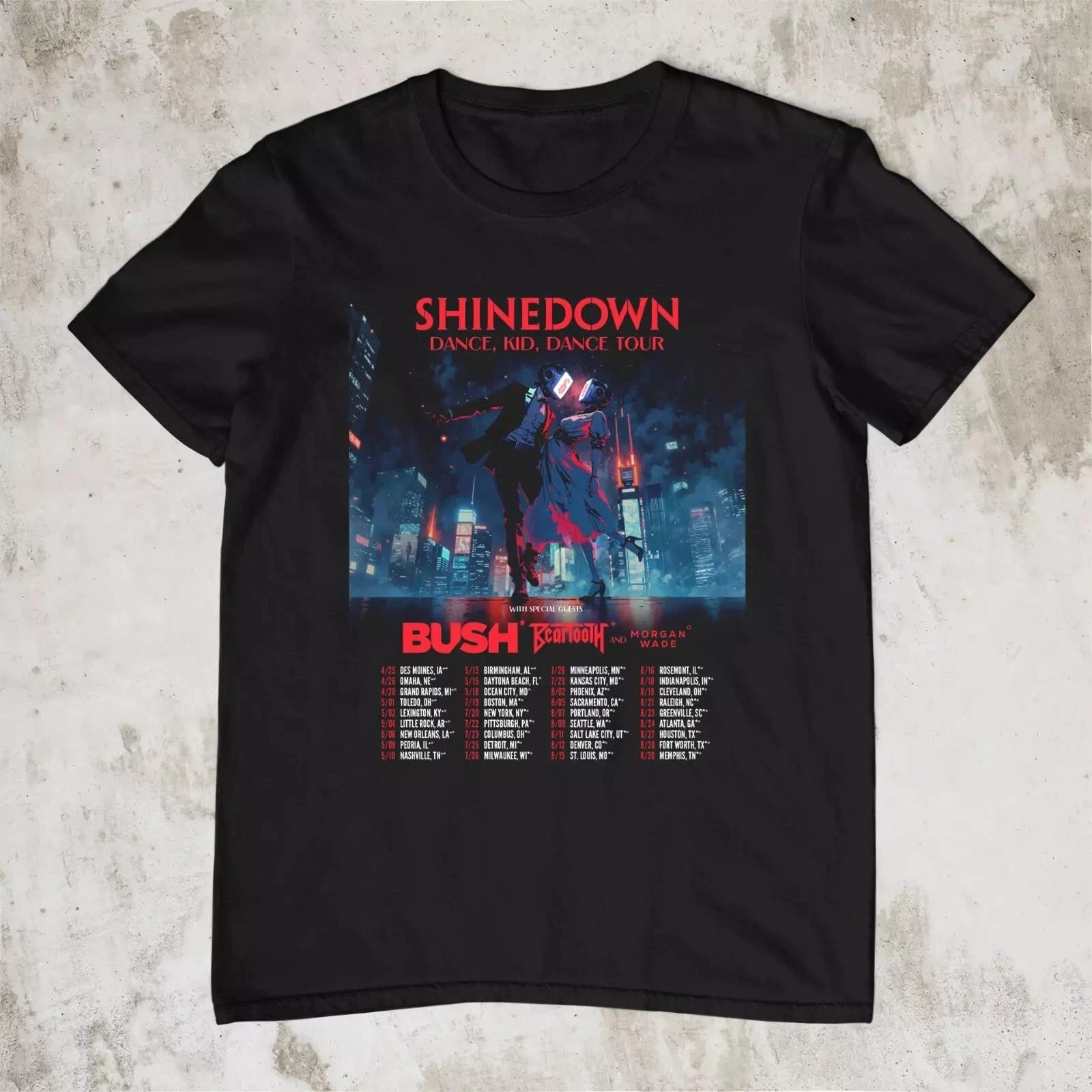 Shinedown 2025 Tour  Dance  Kid  Dance Tour  Black T-Shirt