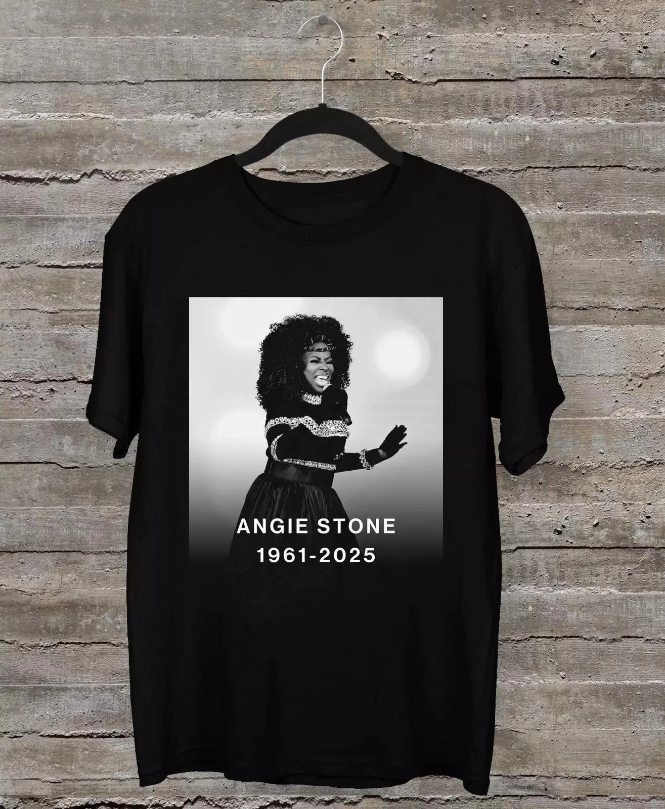 Rip Angie Stone 1961-2025 Short Sleeve Black All Size T-Shirt