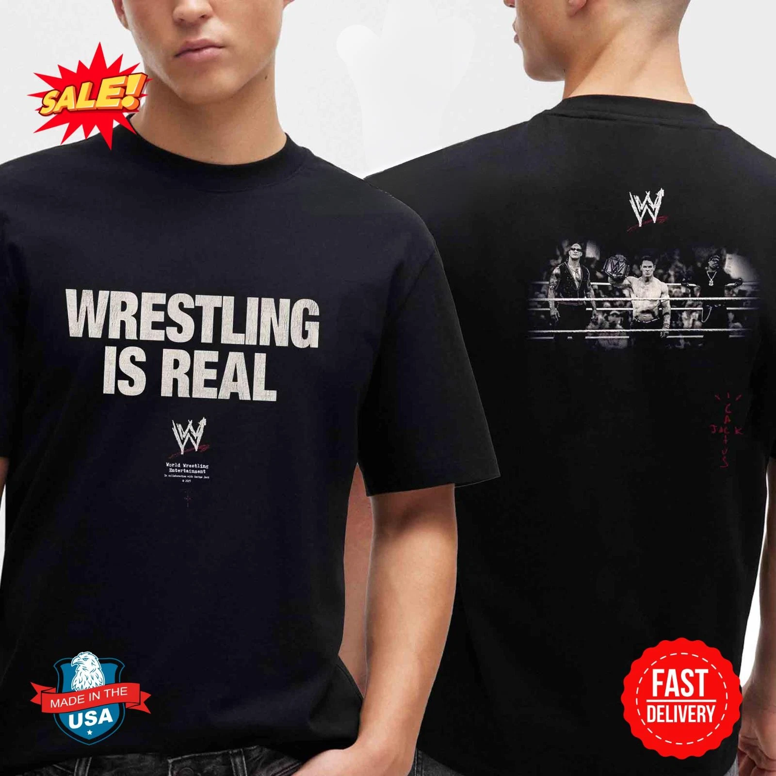 Travis Scott Wrestling Is Real Cactus Jack X Wwe Collaboration 2025 T-Shirt