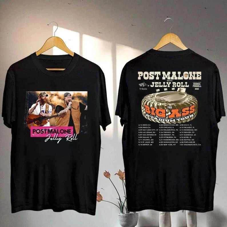 Post Malone Vs Jelly Roll Tour 2025 Shirt  Post Malone Big Ass Stadium Tour Shir