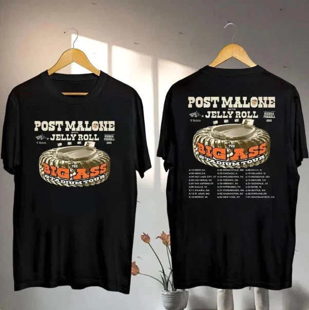 Post Malone Big Ass Stadium Tour 2025 Shirt, Post Malone And Jelly Roll Shirt
