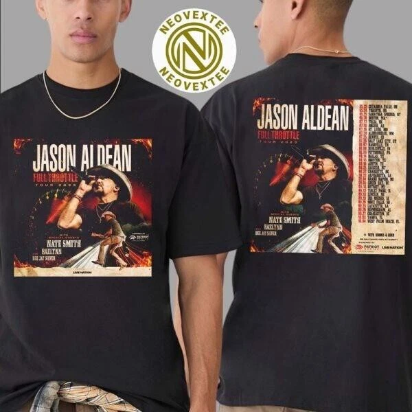 Jason Aldean Full Throttle Tour 2025 Special Guests Nate Smith Raelynn Shirt