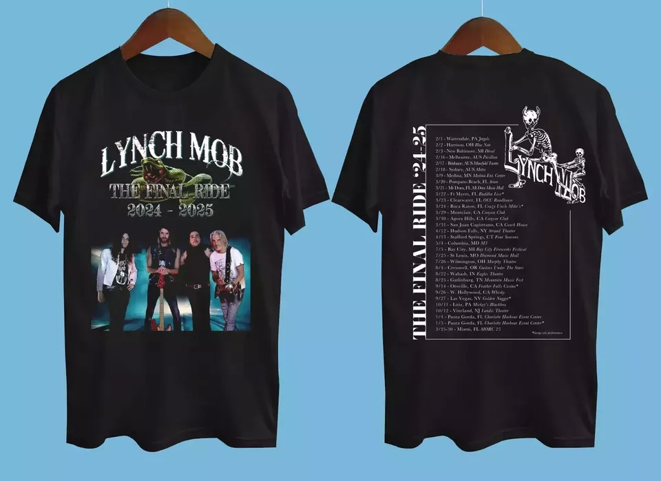 Lynch Mob The Final Ride 2024-2025 Tour Date Black All Size T-Shirt