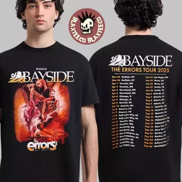 Bayside The Errors Tour 2025 Exclusive Tour Merch 25 Years Of Bayside T-Shirt