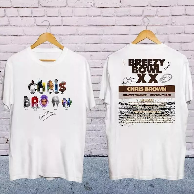 Chris Brown 2025 Concert Shirt, Chris Brown Breezy Bowl Xx Tour 2025 Shirt