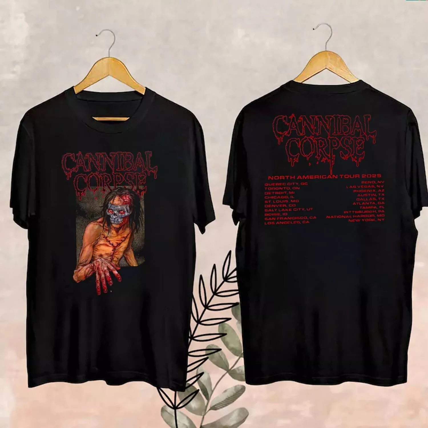 Cannibal Corpse Head Wound 2025 Tour Dates Two Sided T-Shirt