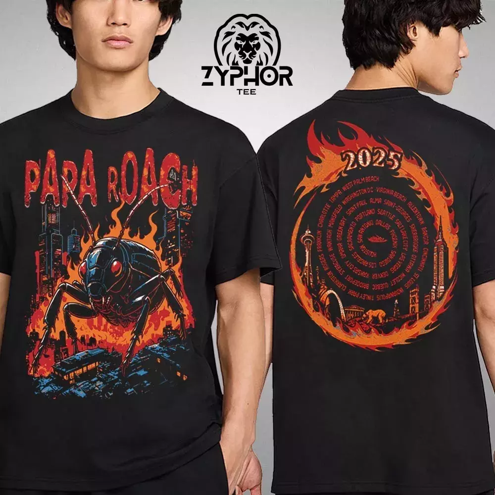 Papa Roach The Roachzilla 2025 North American Tour T-Shirt