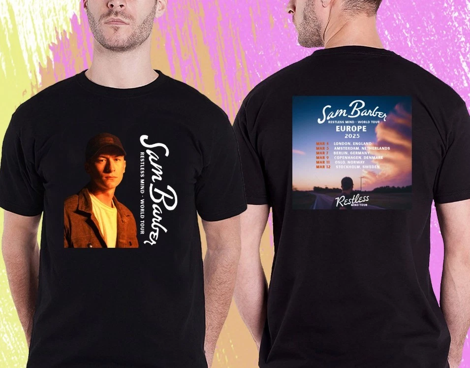 Sam Barber Restless Mind Europe U.Kingdom Tour 2025. Sam Barber. Black Tshirt