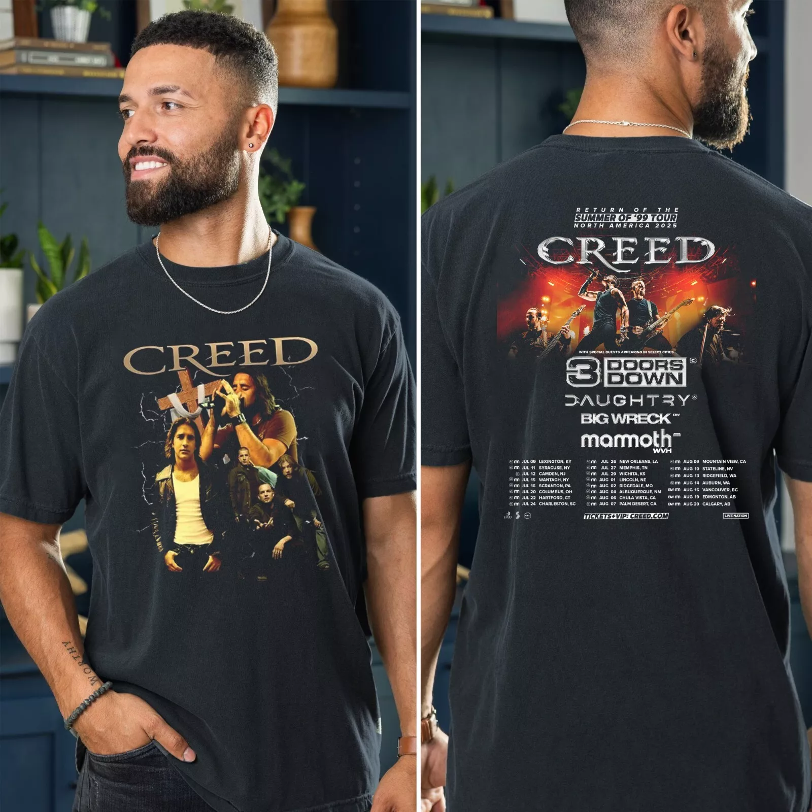 Creed World Tour 2025 Concert Shirt, Creed Summer Of 99 2025 Tour Shirt