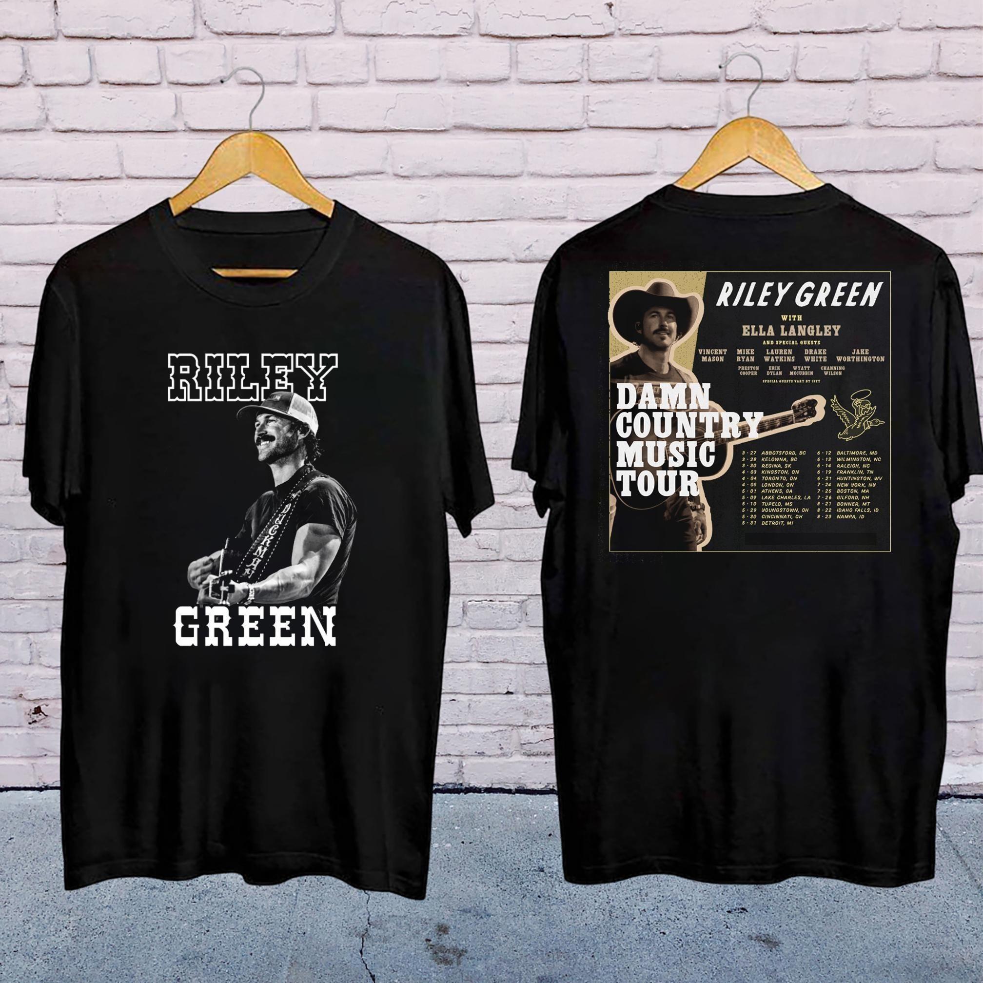 2025 Riley Green Damn Country Music Tour Double Side Vuitino Apparel
