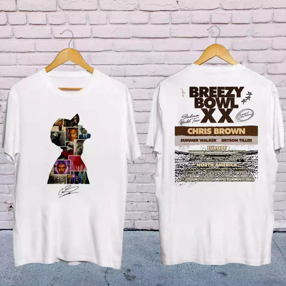 Chris Brown Breezy Bowl 2025 Shirt, Double-Sided Graphic Tour Shirt Gift