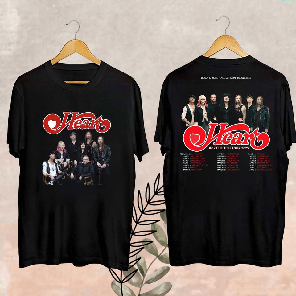 Heart Band Graphic Shirt, Rock Band Heart 2025 Tour Shirt, Heart Band Royal Flush Tour 2025 Shirt