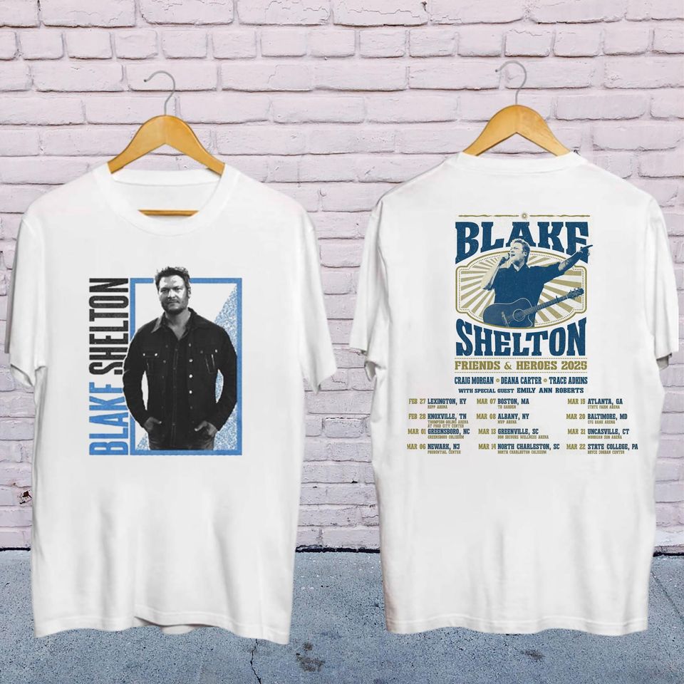 2025 Blake Shelton Friends And Heroes Tour Shirt, Blake Shelton Country Music, Blake Shelton Fan Gift
