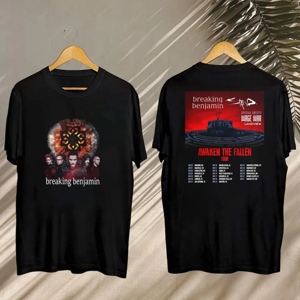 Graphic Breaking Benjamin Awaken The Fallen 2025 Tour Shirt Breaking Benjamin