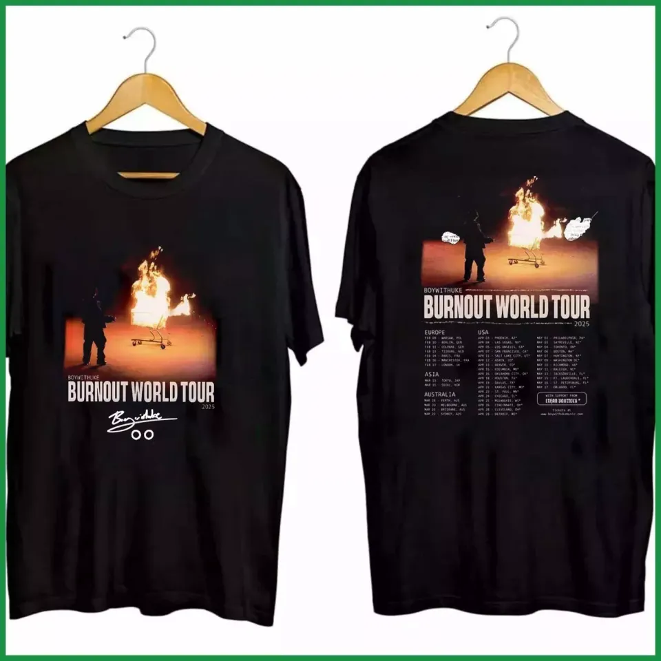 Boywithuke Burnout World Tour 2025 Black Shirt Gifts Fan All Size