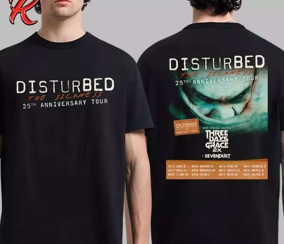 Disturbed The Sickness 25Th Anniversary Tour Dates List 2025 Shirt